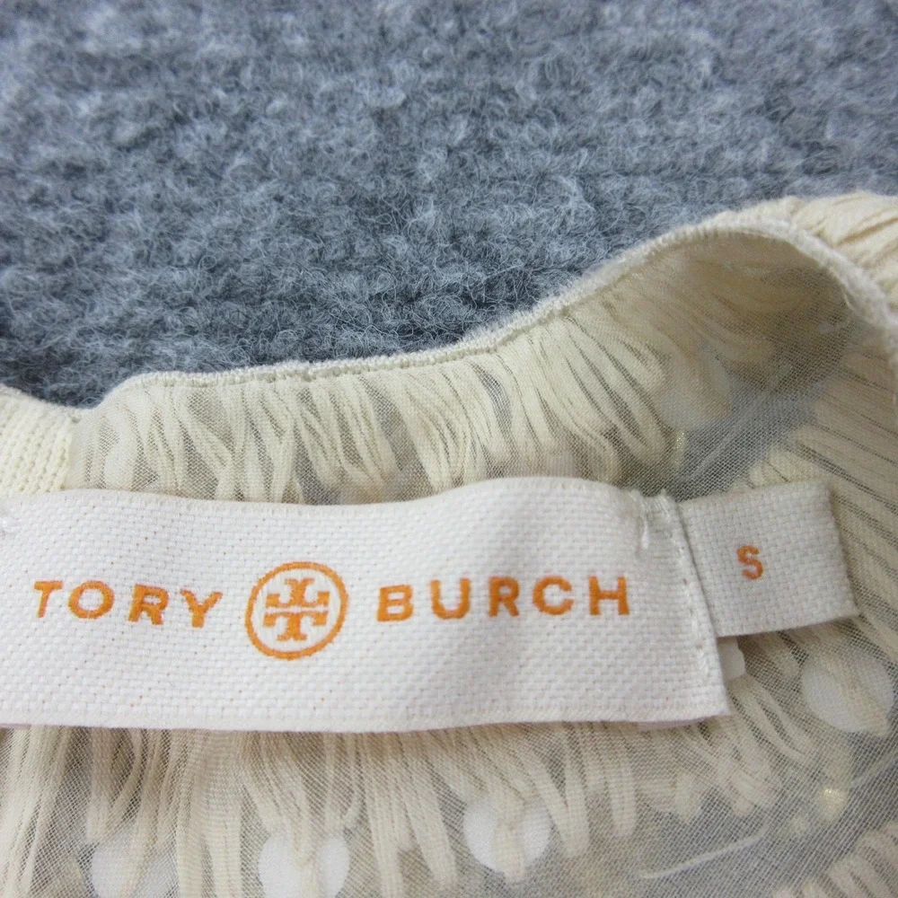Tory Burch Dress Womens Small Blue Beaded Collar Shift Knee Length Lined Party